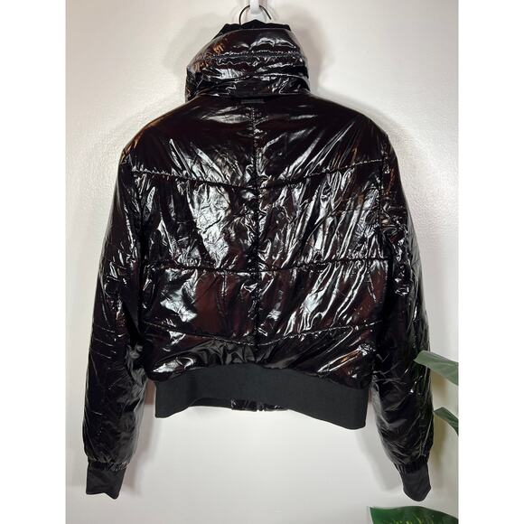 Blanc Noir Womens M Shiny Compression Down Puffer Winter Jacket Coat Resort - Picture 5 of 11